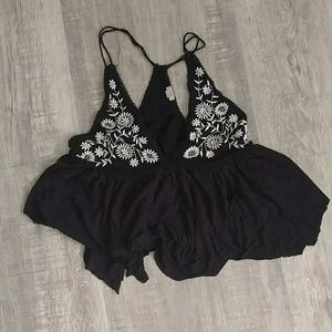Ecoté Embroidered Babydoll Top