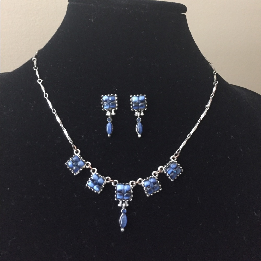 SOLD-Delicate Blue Stone Necklace/Earrings