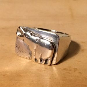 Happy hippo sterling silver ring