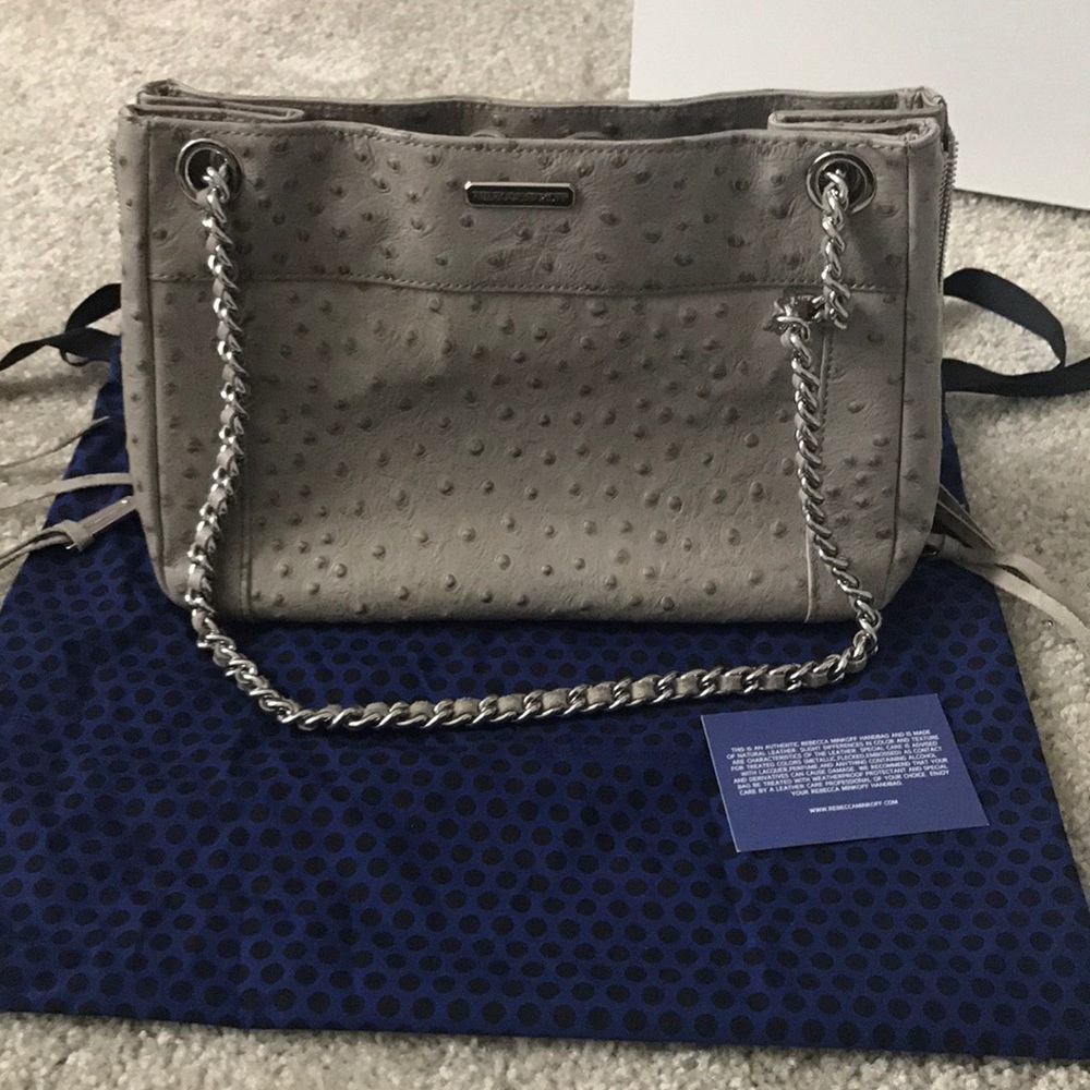 Rebecca Minkoff grey ostrich leather purse