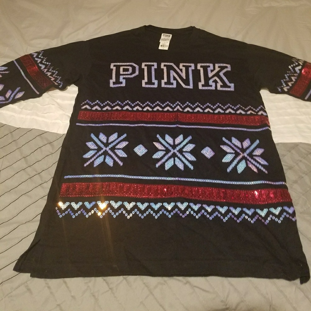 Victoria's Secret PINK Bling Xmas Long Sleeve XS
