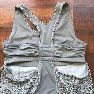 Lululemon grey floral print workout top.