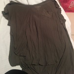 Army Green Blouse * Crop Front & Sides cut out *