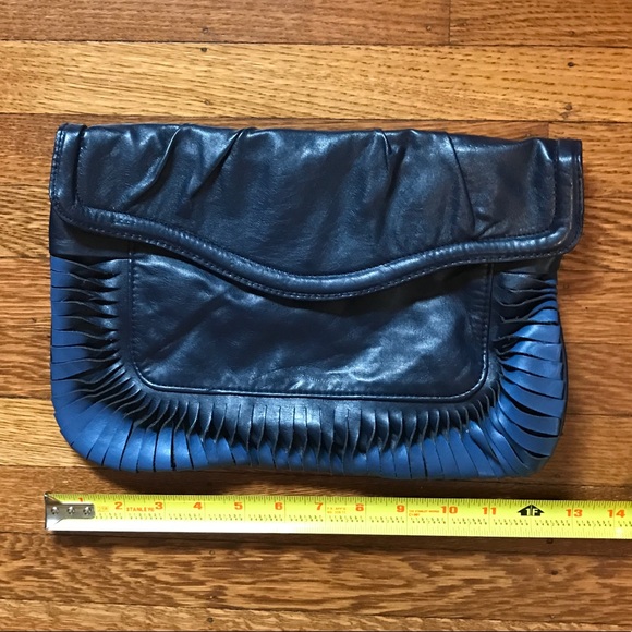 H & M blue faux leather envelop clutch - Picture 3 of 5