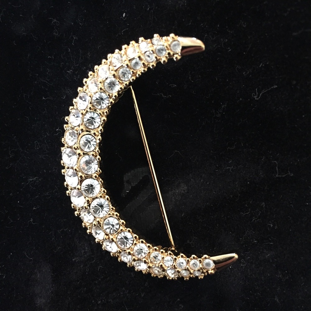 Swarovski Crescent moon brooch