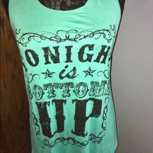 Tonight Is Bottoms Up Teal and Black Tank😍