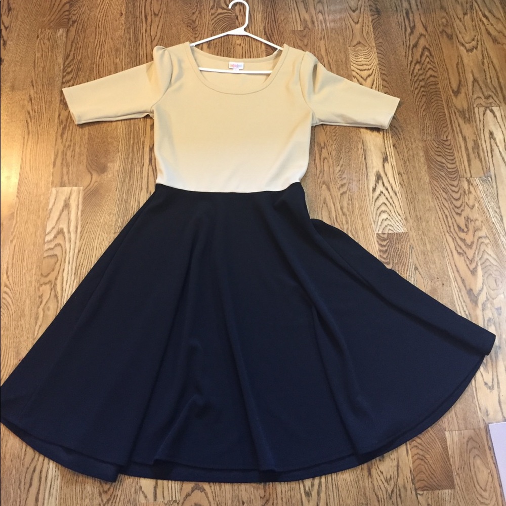 LuLaRoe Nicole cream and black dress, size large