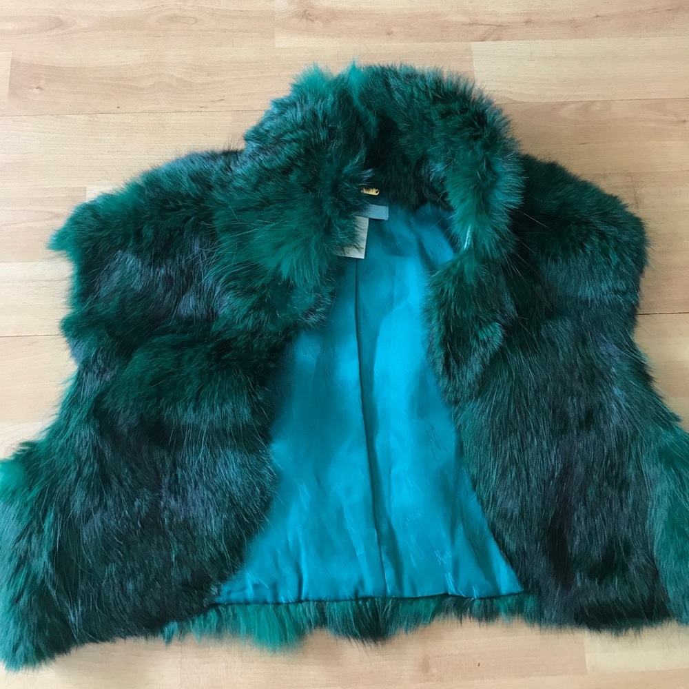 MARCIANO by GUESS Green Rabbit Fir Vest (large)