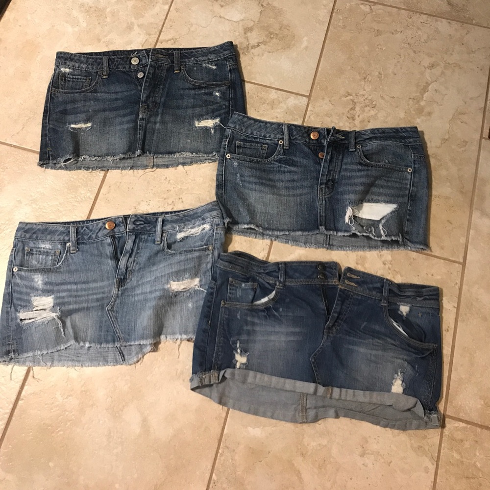 4 jean mini skirts