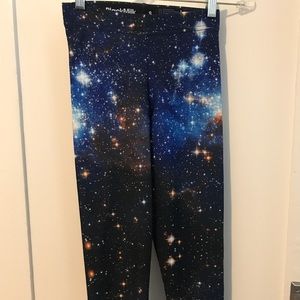 Black Milk Blue Galaxy Leggings S (Fleece lined)