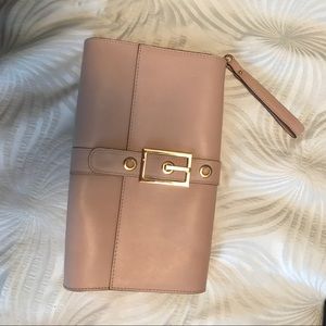 Pale pink oversized wristlet! Genuine leather!