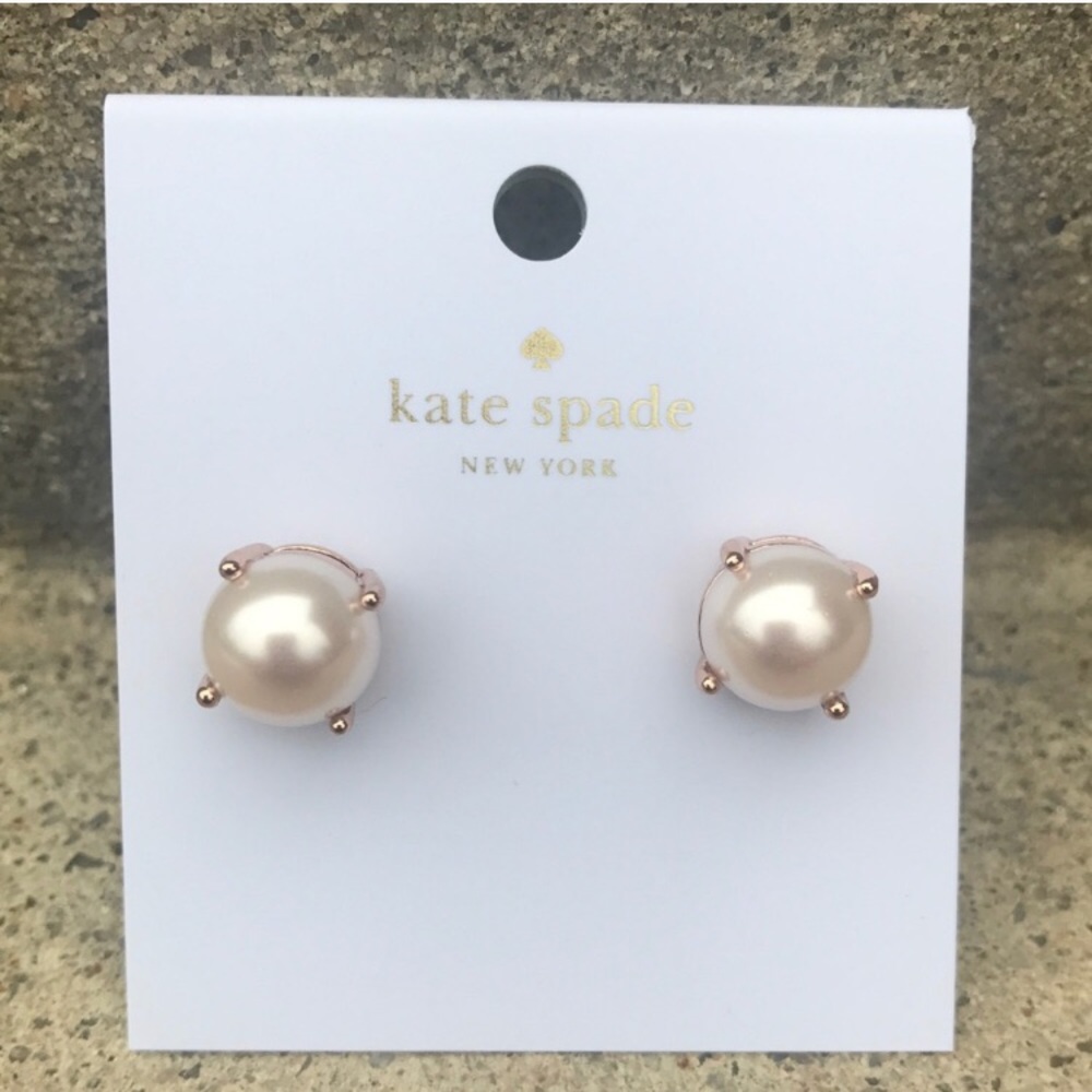 Kate Spade rose gold pearl studs - Picture 2 of 6