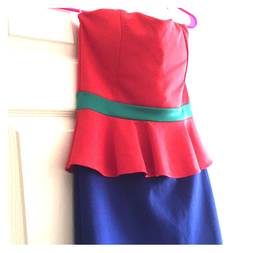 Color block, tube, peplum dress
