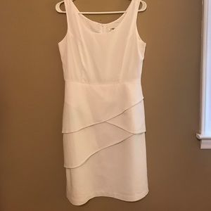 Cato white lined linen dress