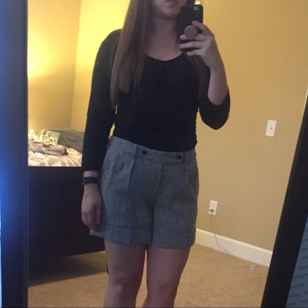 High waisted wool shorts