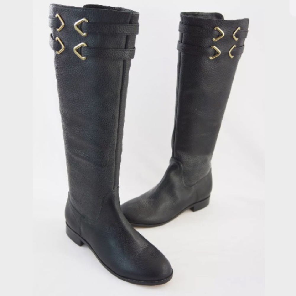 Black Pebbled Leather Boots