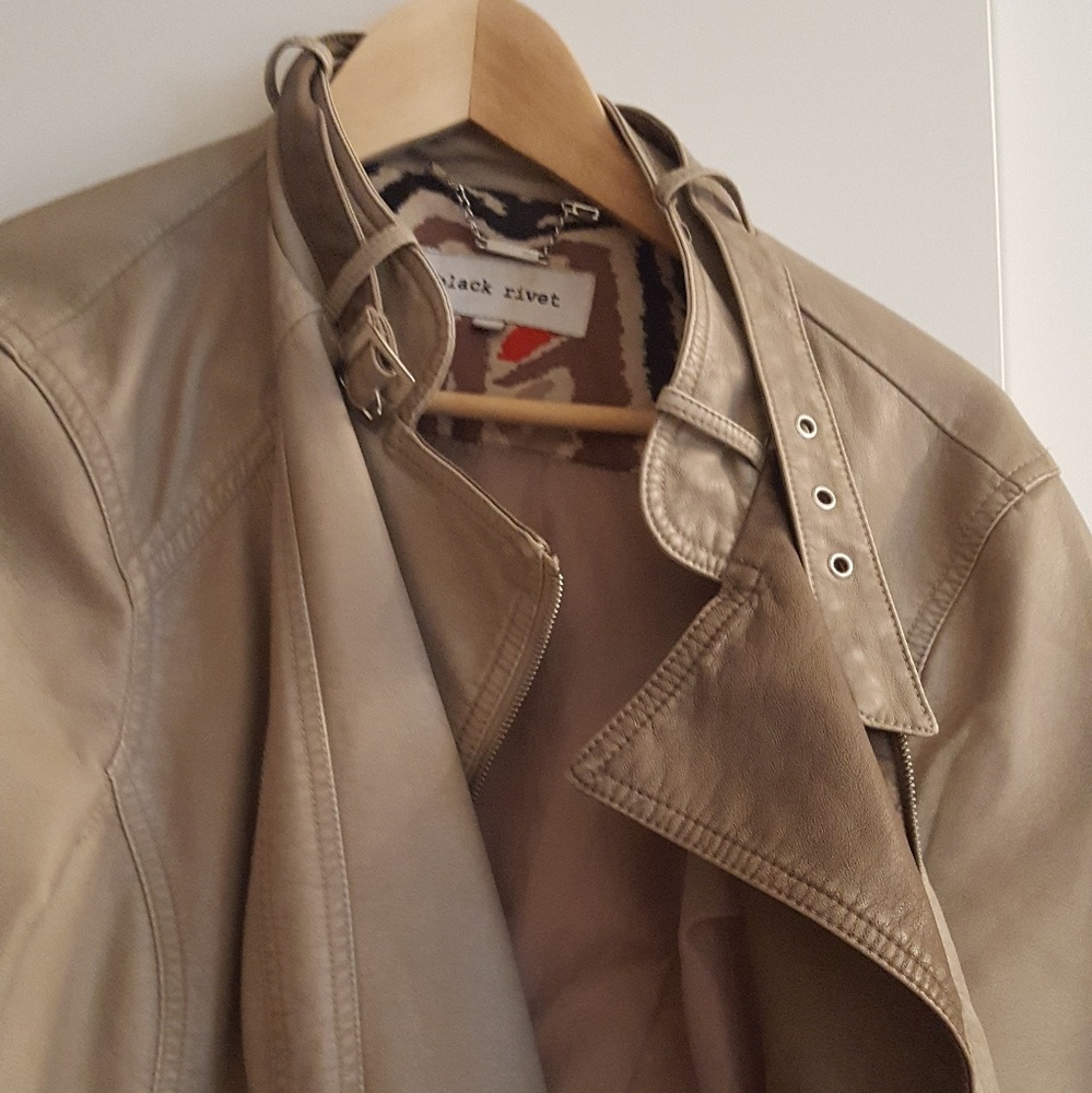 Tan motorcycle style leather jacket