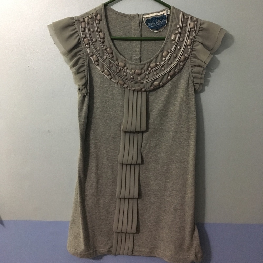 Grey beaded top