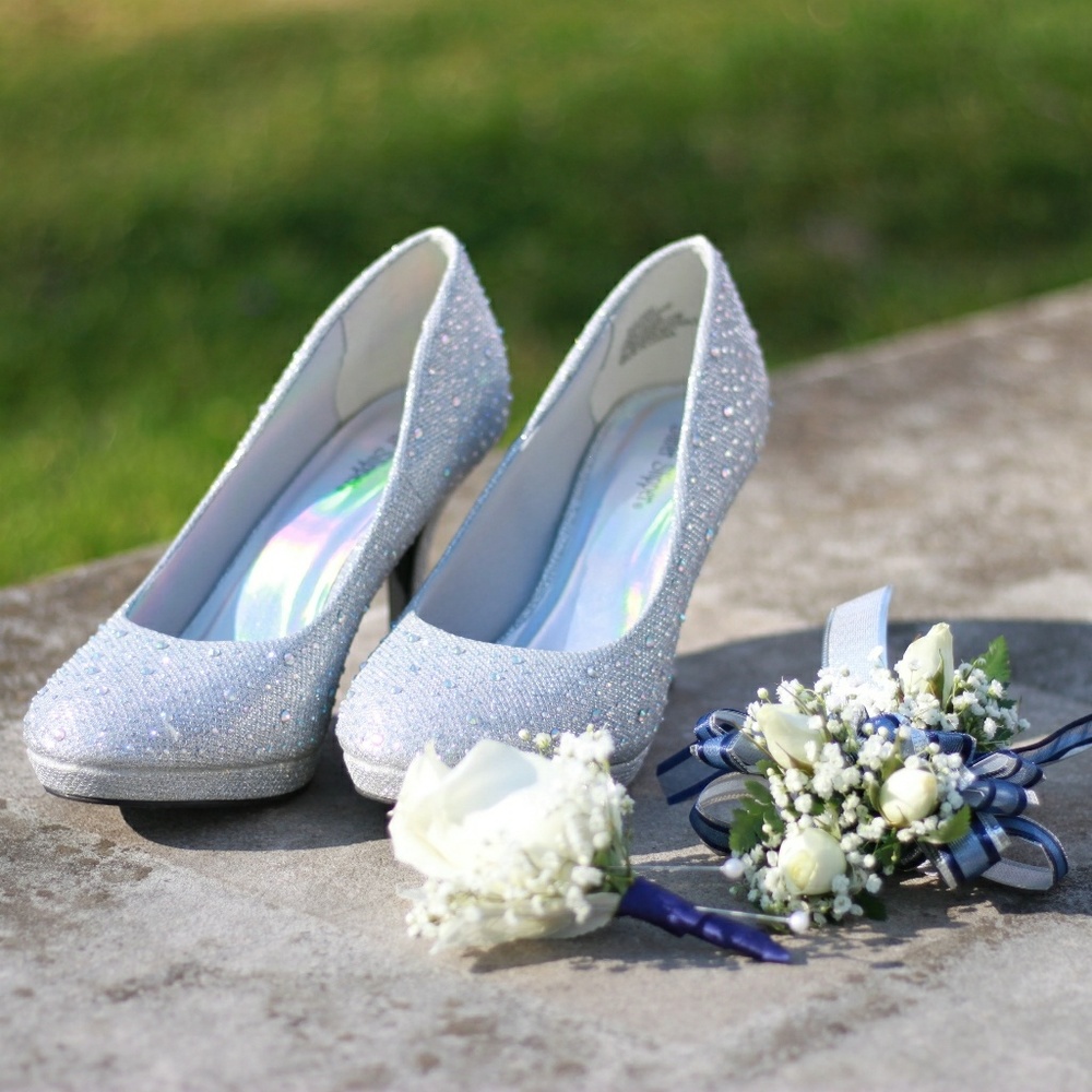 Homecoming/Prom Silver Crystal Pumps