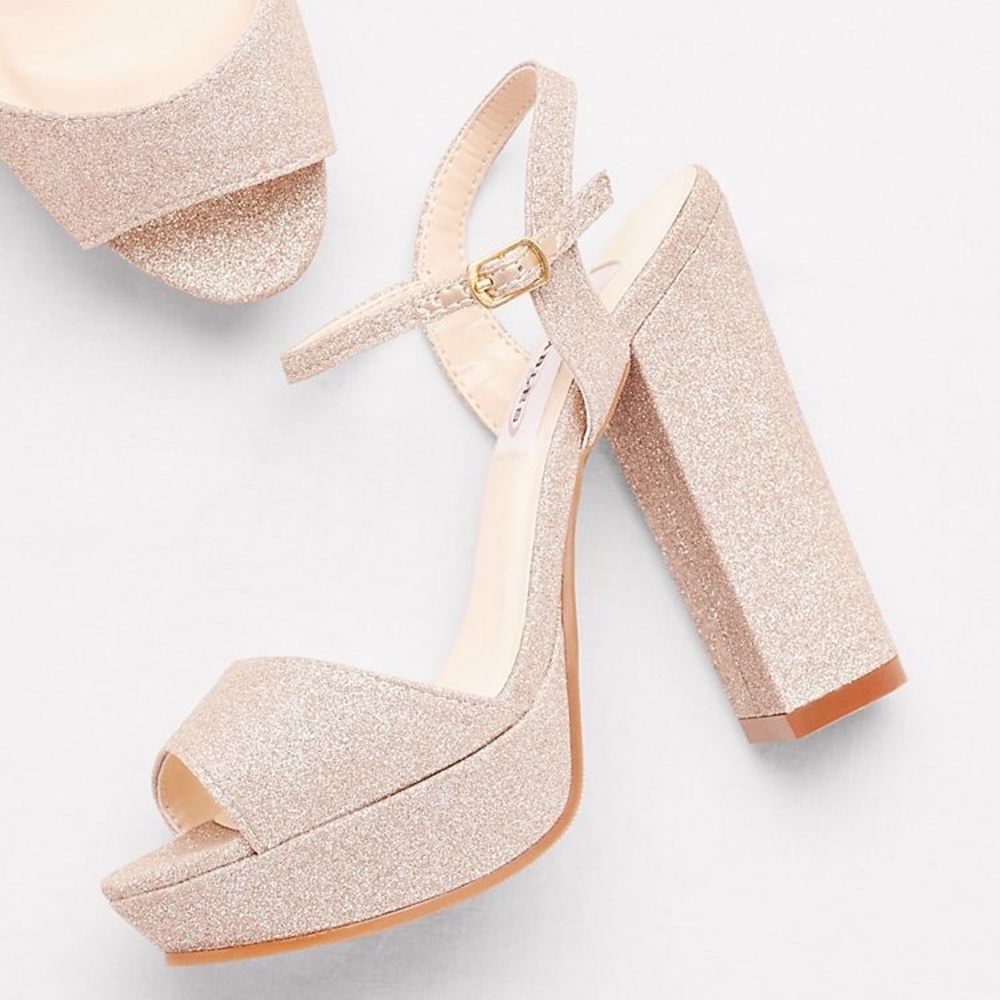 David's Bridal Dyeables Glitter Chunky Heels