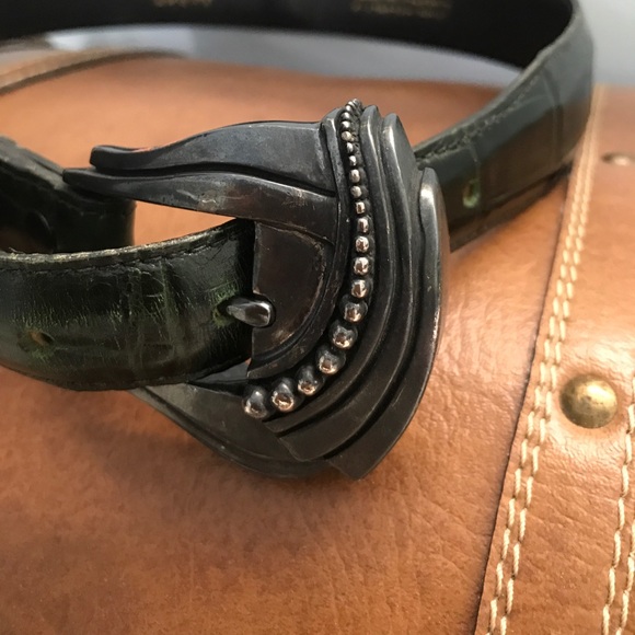 Genuine calfskin alligator print leather.