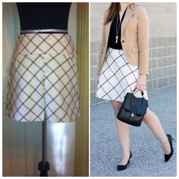 H&M Dresses & Skirts - Vintage H&M Cream Plaid Mini Skirt Sz 6