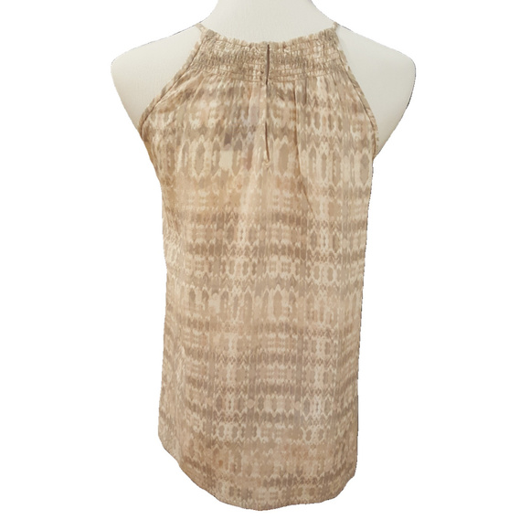 Joie Esmee Sandshell Smocked-Neck Silk Top Size L - Picture 4 of 8