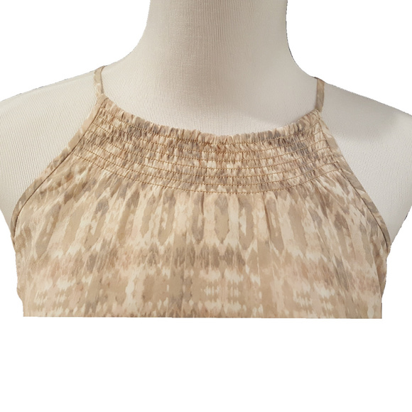 Joie Esmee Sandshell Smocked-Neck Silk Top Size L - Picture 3 of 8