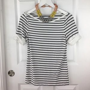 INC International Concepts Black & White Stripe Soft Stretch Top