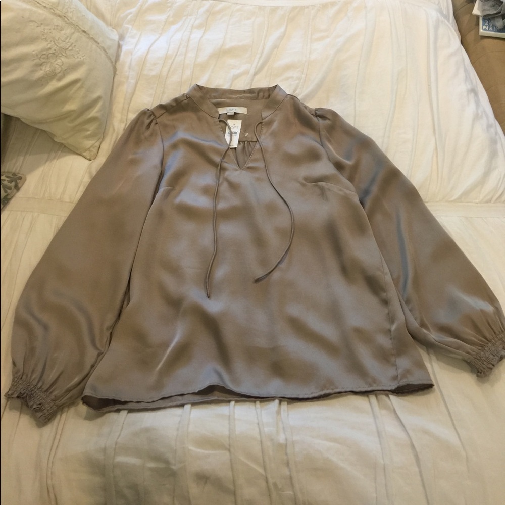 Loft grey silk blouse
