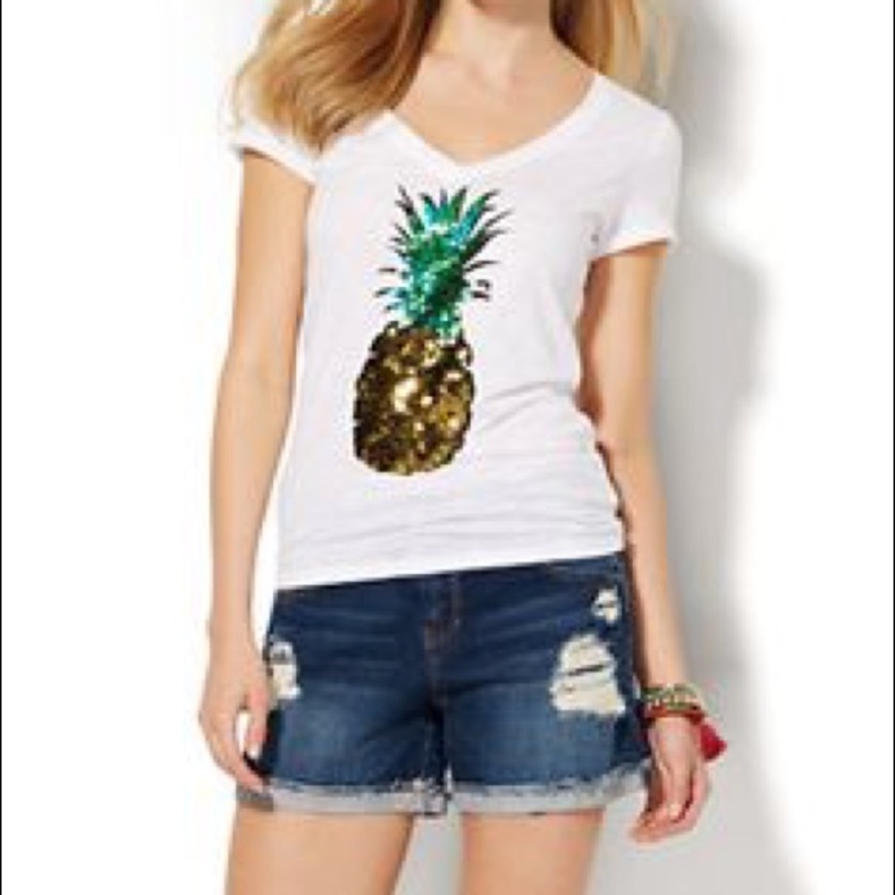NY&CO sequin pineapple tee