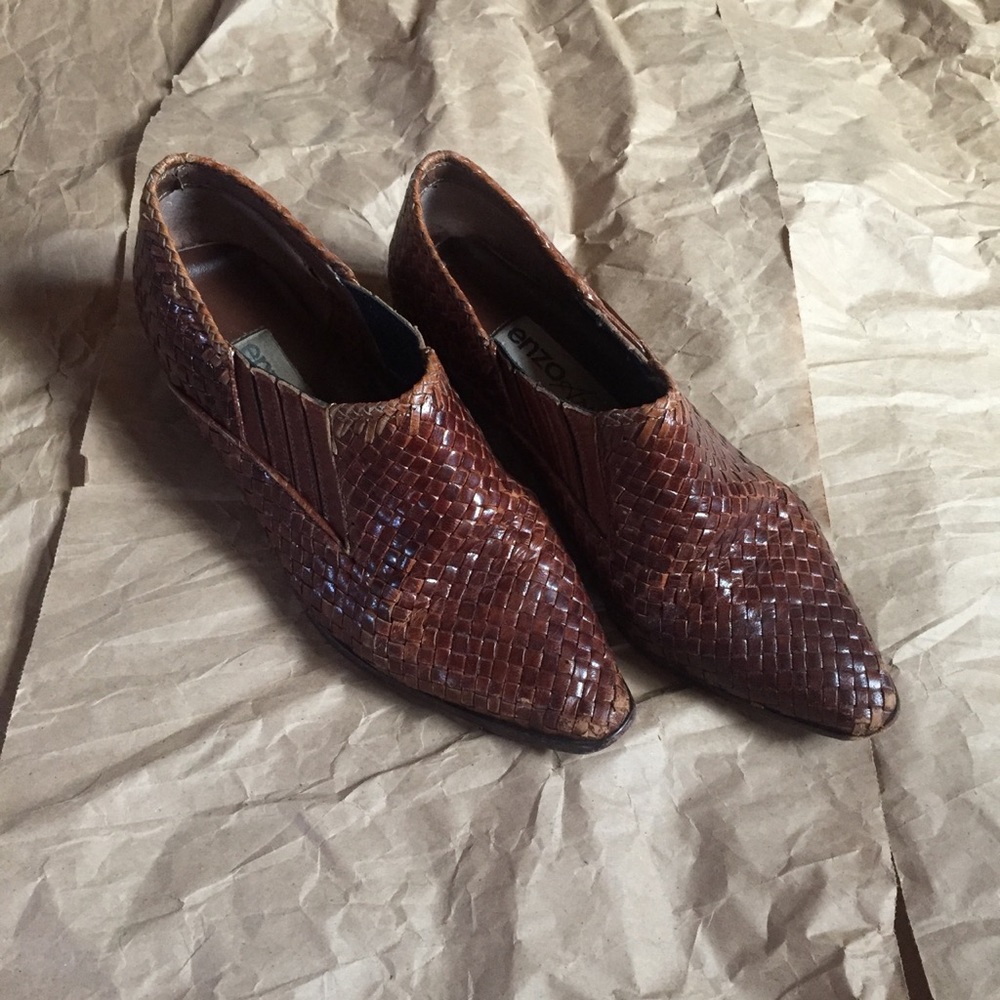 vintage woven leather boots