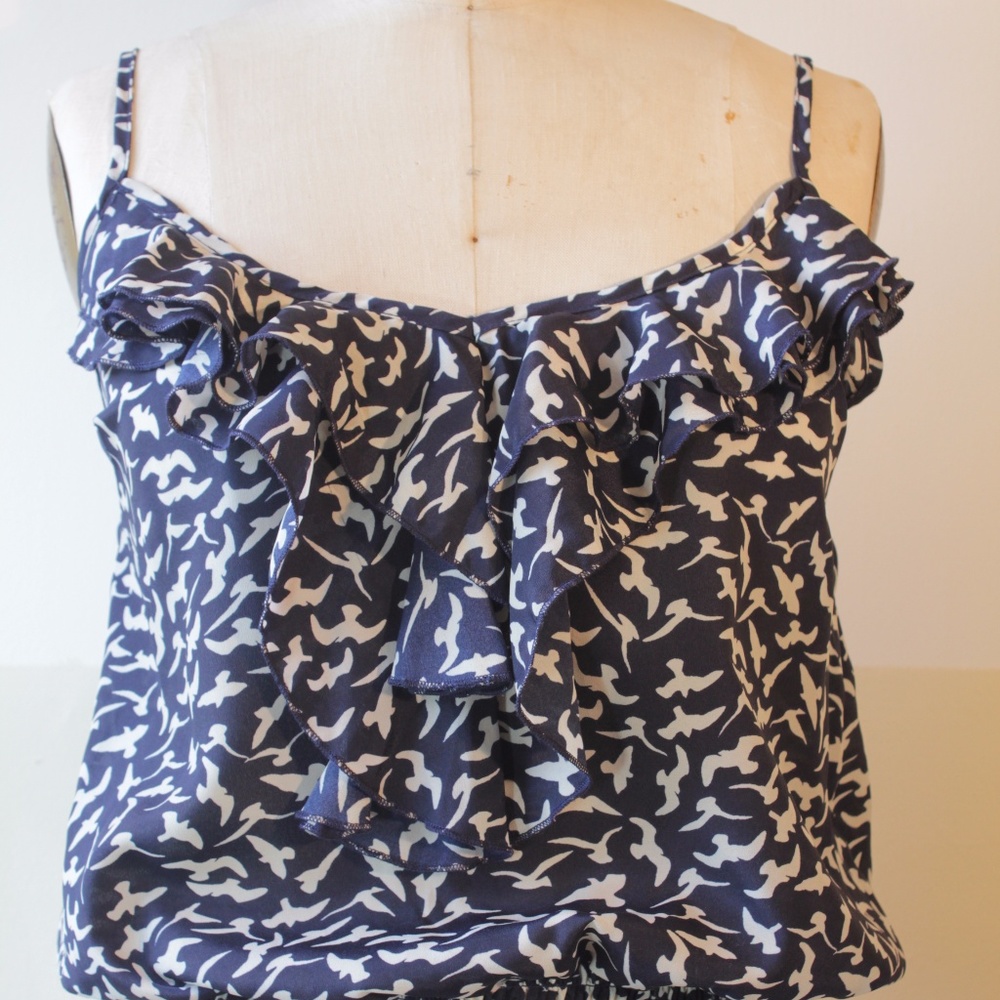 **SOLD**Poetry Navy Blue Bird Print Sleeveless
