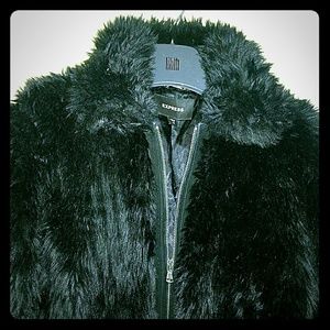 Faux fur black moto style jacket, express med