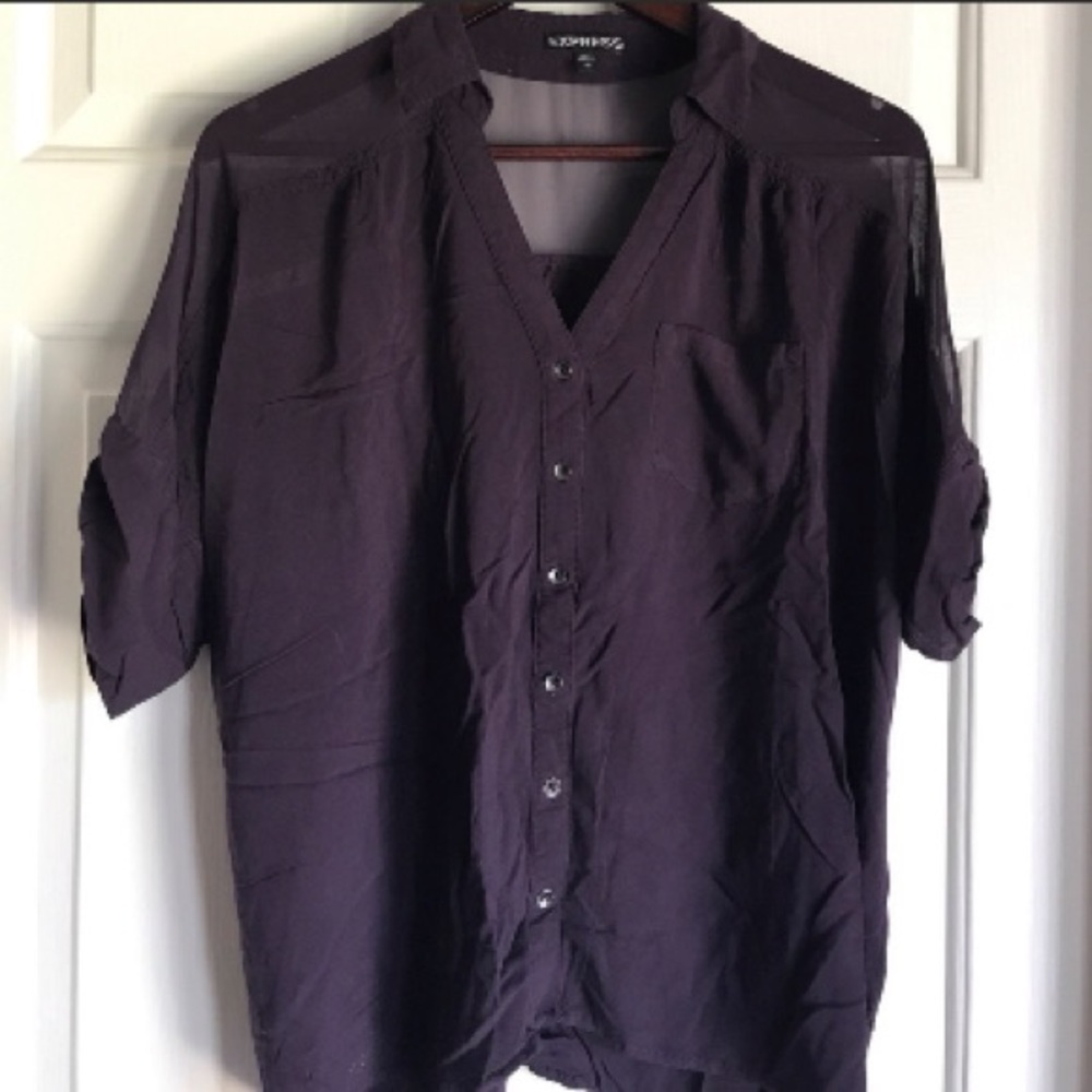 Express 3/4 Sleeve Oversized Button Down - Small