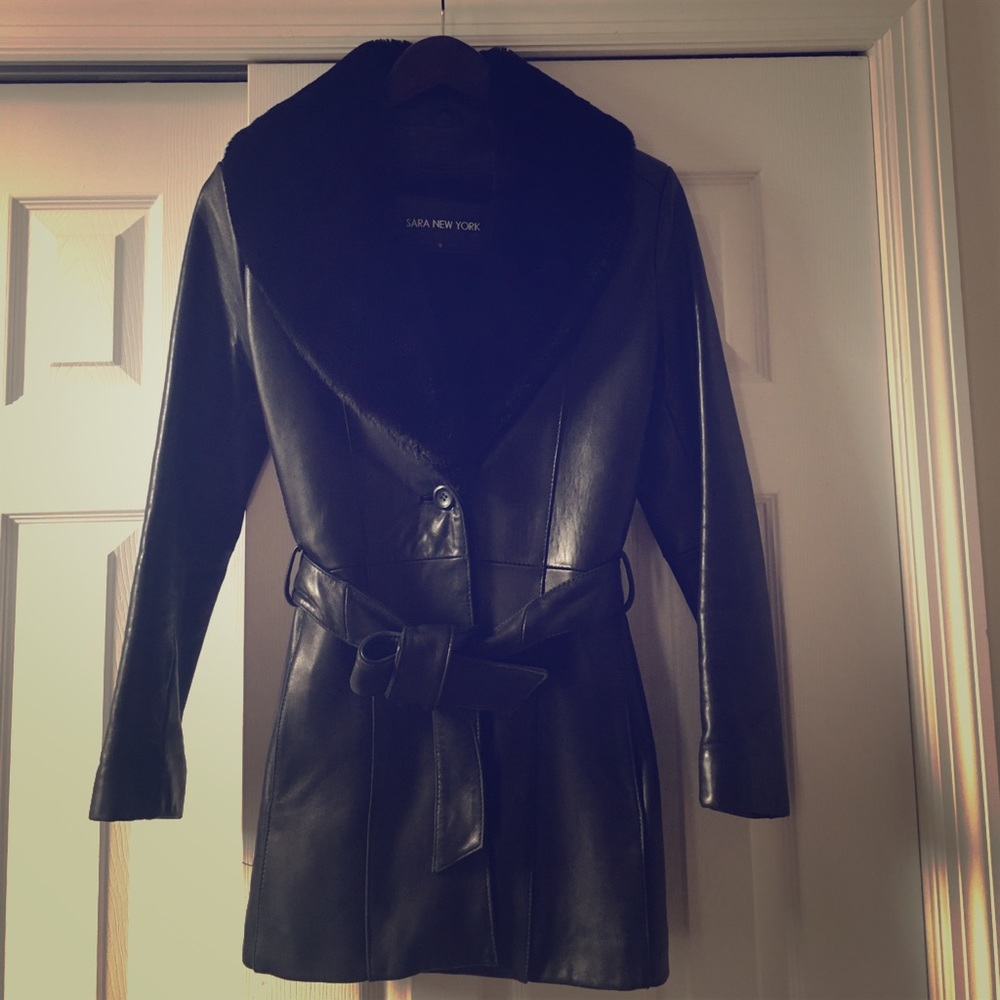 Sara black leather jacket
