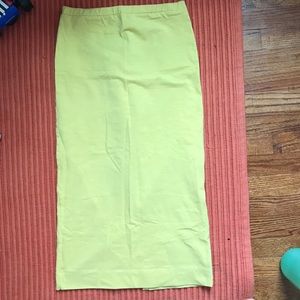 Taylor stitch yellow cotton stetchy midi skirt, S