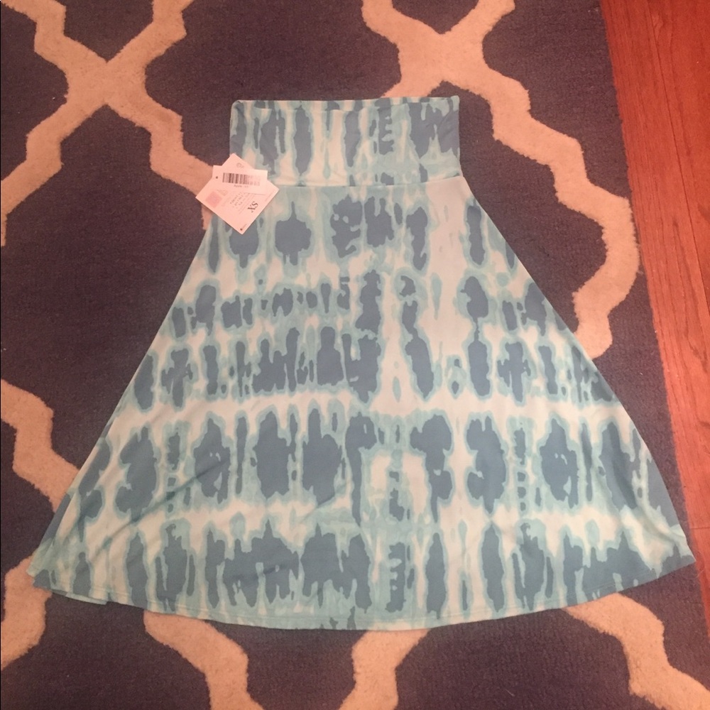 NWT lularoe azure skirt tie dye blue slinky
