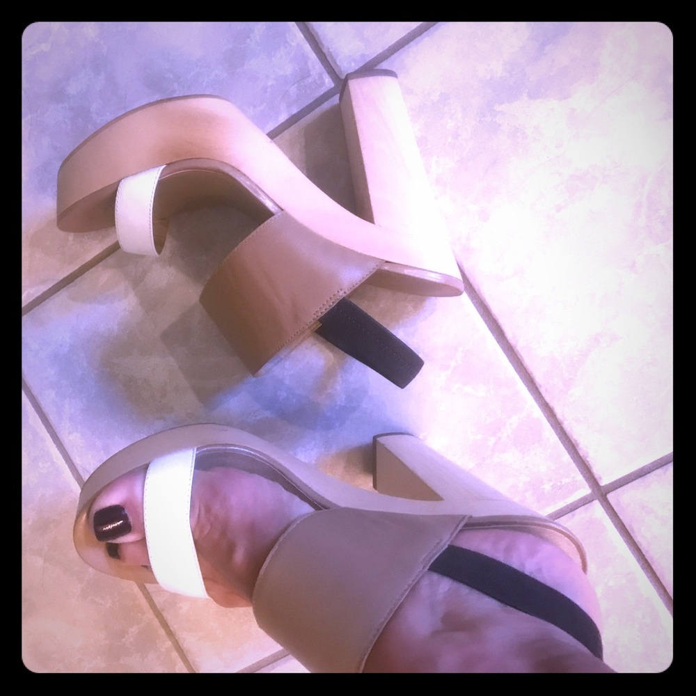 White & Tan wood heels