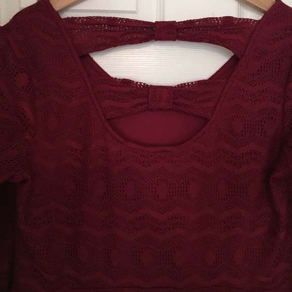 Burgundy Party/Holiday Dress with Bow Back - Picture 2 of 3