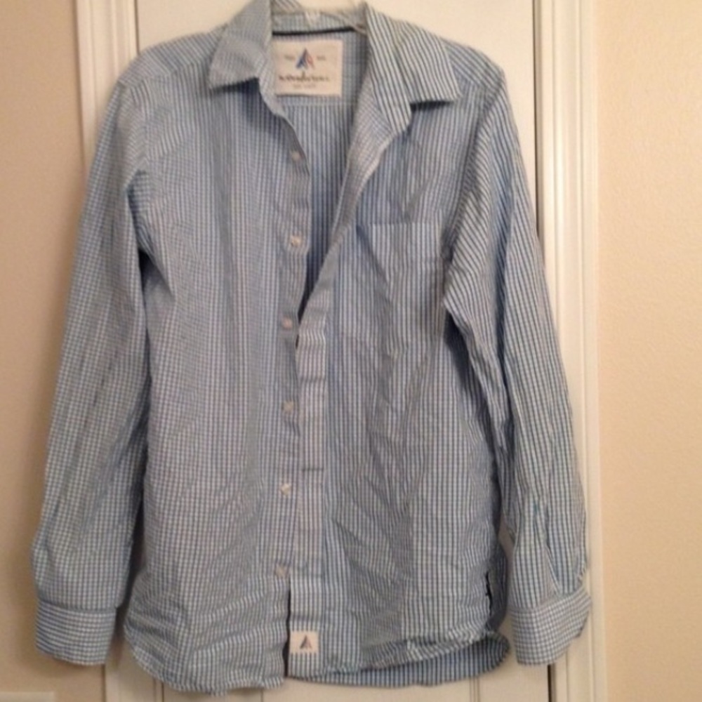 Wonderwall Brand Blue Plaid Button-Up Shirt