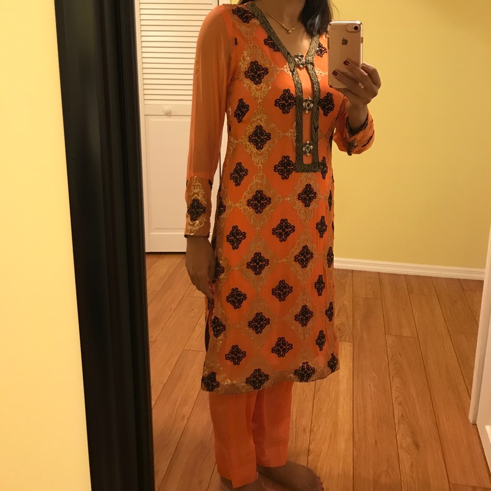Pakistani/Indian Pumpkin orange,black fancy dress