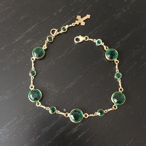 Gold Plated Bracelet with Emerald green crystals
