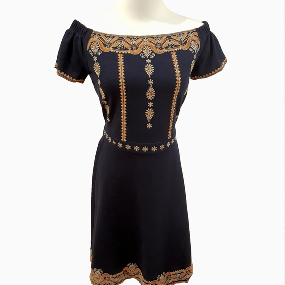 Tory Burch Nell Embroidered Navy Dress Size S NWT - Picture 3 of 8