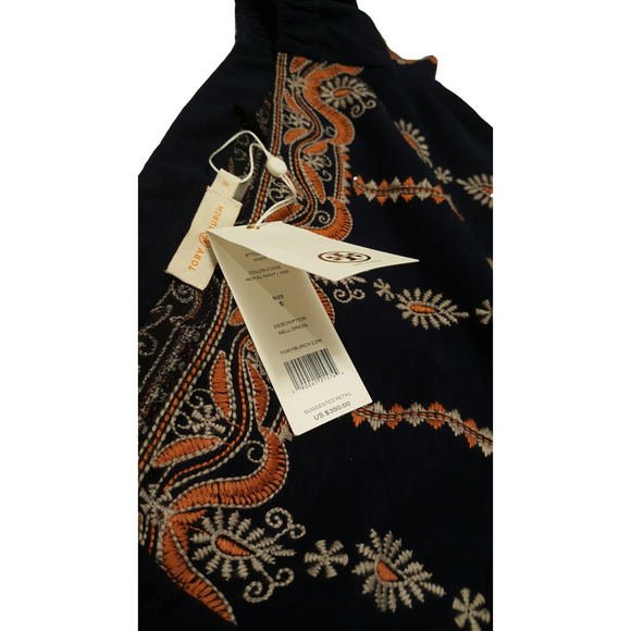 Tory Burch Nell Embroidered Navy Dress Size S NWT - Picture 8 of 8