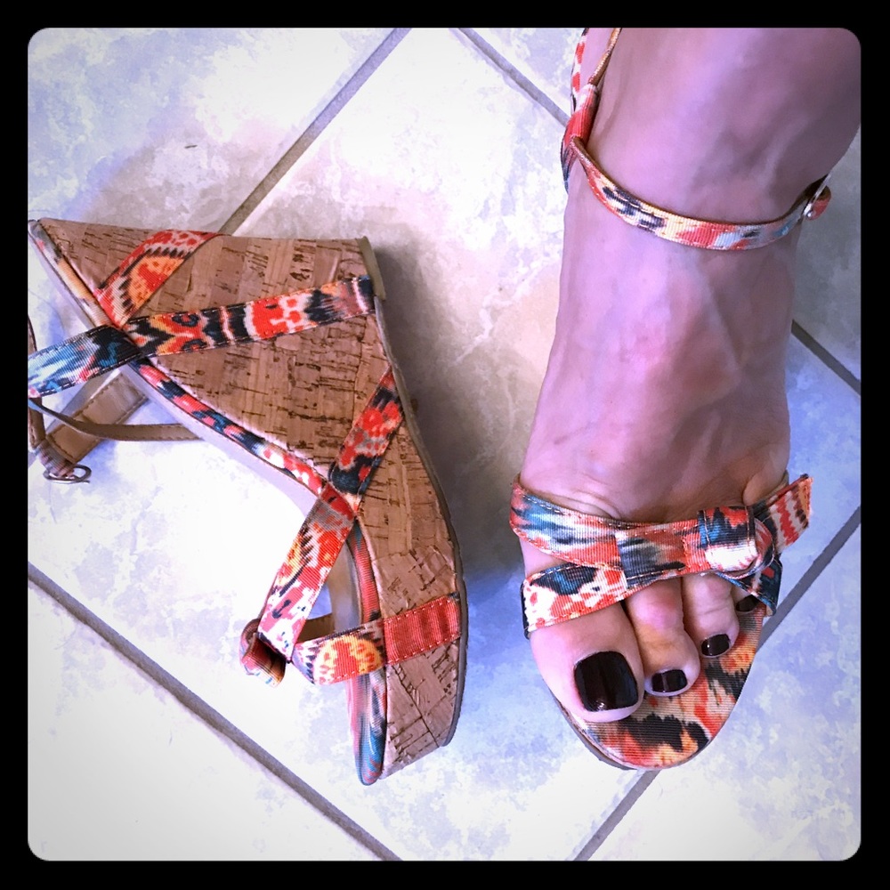 Cork heeled platforms