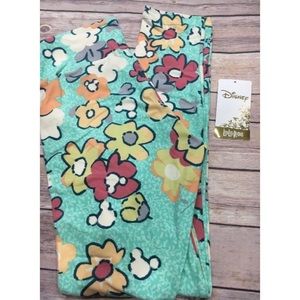 LuLaRoe Leggings OS Teal Multicolor Flower Mickey