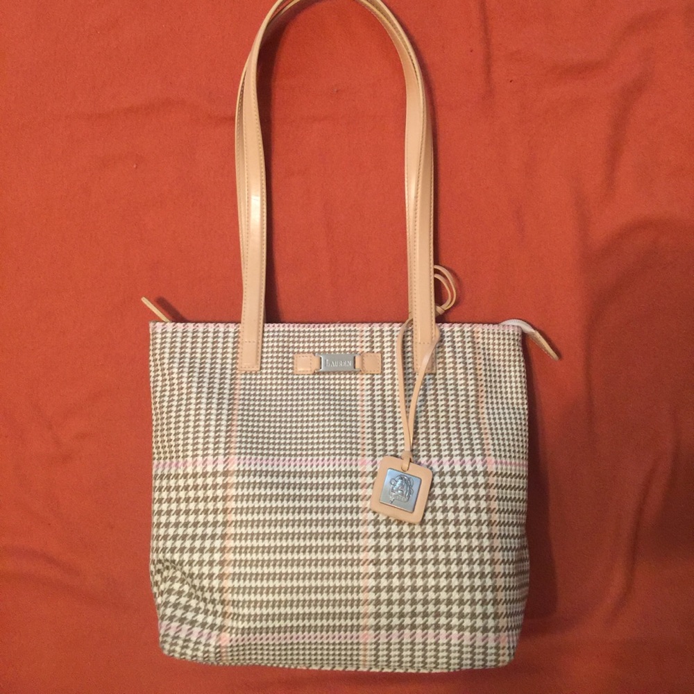 Plaid Lauren bag with leather accents