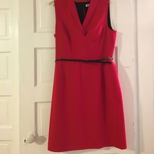 Calvin Klein Collard V-Neck Size 12 Dress Red