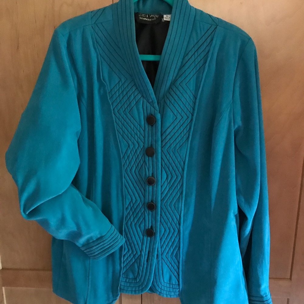 Bob Mackie Moleskin trapunto stitch jacket.